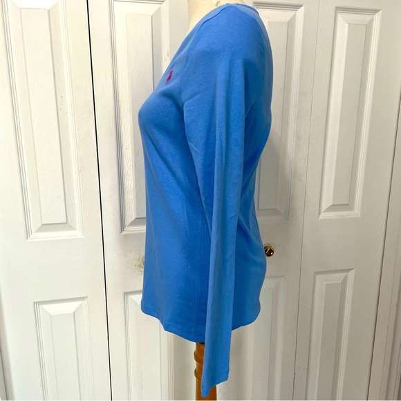 U.S. Polo Assn. Periwinkle Blue Fitted Long Sleeve V-neck Tee - Picture 3 of 7